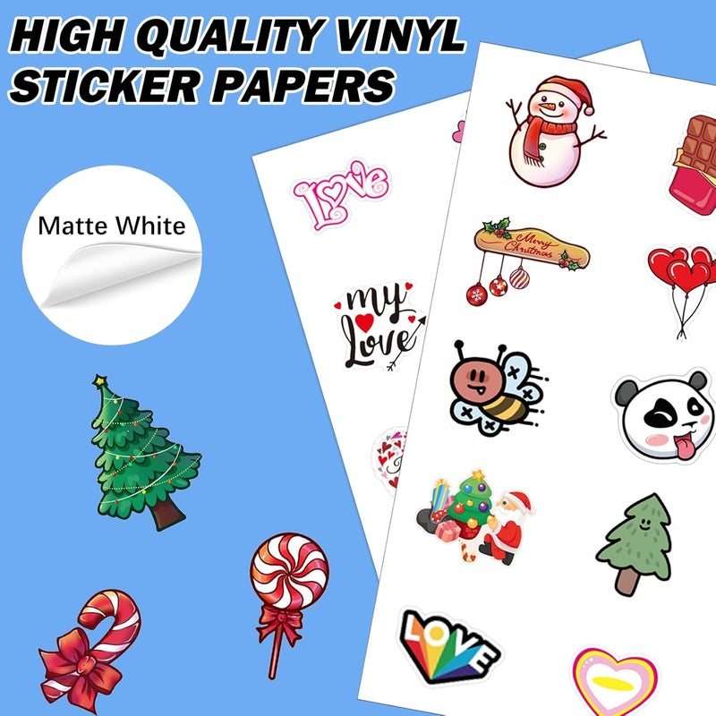 Aevdor 35 Sheets Premium Printable Vinyl Sticker Paper for Inkjet Printer, Matte White Adhesive Paper Waterproof, Durability Adhesive Paper 8.5x11, Fast Dry, Holds Ink Well, Great for Cutting Machines - Image 4